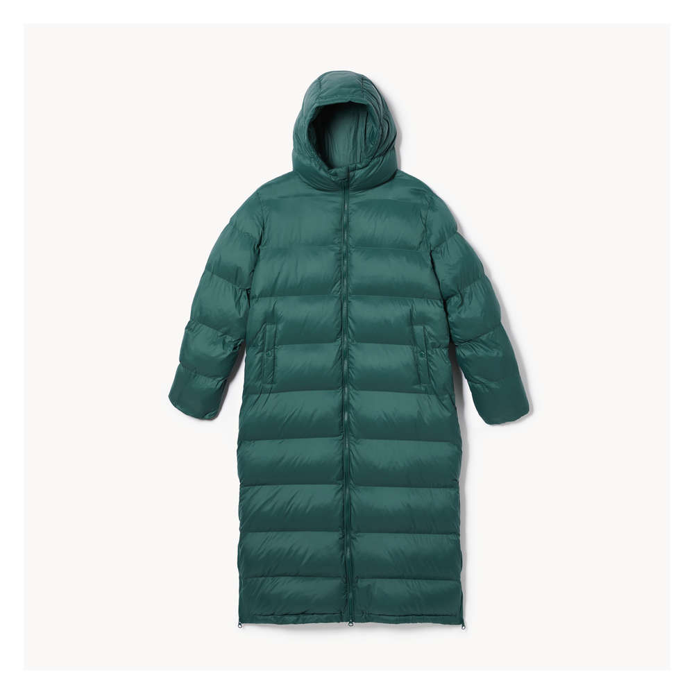 Green long puffer coat online